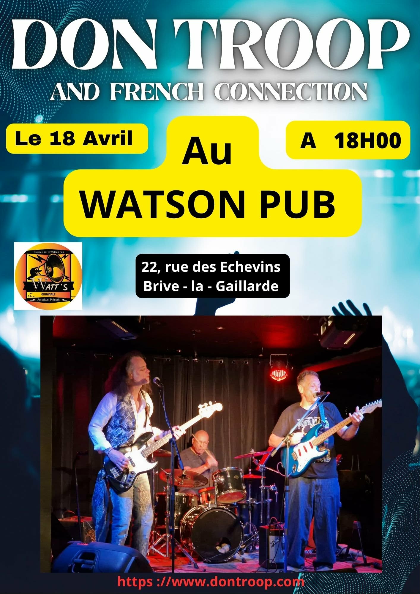 Concert de DON TROOP le 18 avril 2026 au Watson - Brive